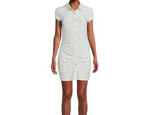 No Boundaries ~ Button Front ~ MEDIUM ~ Diamant ~ Ruched ~ Polyester Shirt Dress