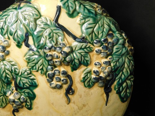 Ceramic Wine Flask Italian Pottery 12.5" Tall Grape Vines - Picture 5 of 7