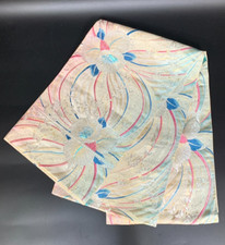 Japanese Kimono Belt Fukuro Obi Geometric Floral Motif cream Pink Red Vintage