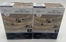 Mainstays 100-Count Clear Mini Lights White Wire Indoor/Outdoor 22.5’ Lot of 2