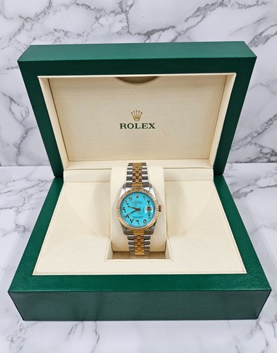 Gents Steel & Gold Rolex Datejust with Tiffany Blue Arabic Dial - Box & Papers. - Picture 6 of 13
