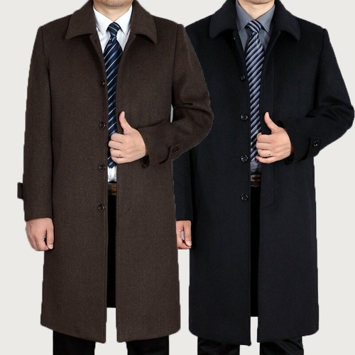 Herren Wintermantel Wollmantel Trenchjacke Einreiher Revers Kaschmir Neu - Bild 6 von 17
