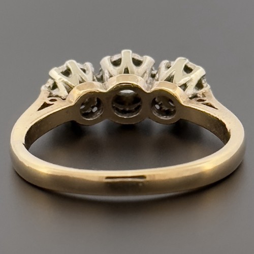 Vintage 9ct Yellow Gold 0.25ct Diamond Three Stone Ring Size M Hallmarked - Picture 4 of 10