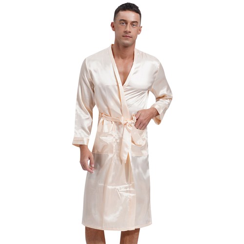 Ropa para el hogar para hombre Albornoz de aguas termales Sauna Ropa para dormir Batas Ropa de dormir Kimono satinado - Imagen 37 de 95