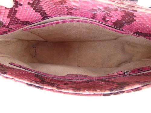 Anya Hindmarch Bag Vintage Snake Python Leather Pink Bow Shoulder Hobo Rare - Picture 11 of 24