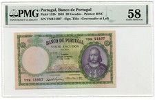 1959 Banco de Portugal 20 Escudos PMG Certified 58 Choice About Unc - L640