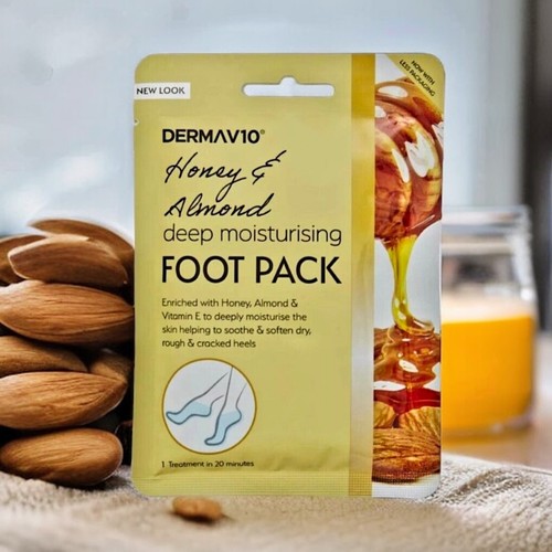 3x Máscara para pies Calcetines Máscara Miel y Almendra Hidratante para Tacones Secos Ásperos Crocked - Imagen 6 de 11