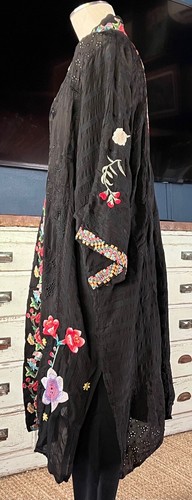 Johnny Was Marlowe stravagante kimono nero ricamato S - Foto 8 di 20