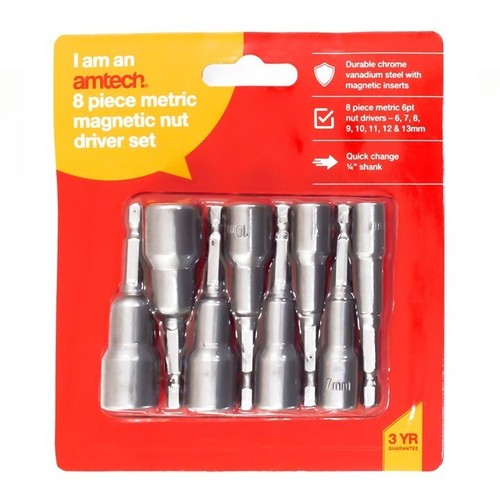 JUEGO DE BROCAS DE IMPACTO MÉTRICO DE ENCHUFE DE 8 PIEZAS ATORNILLADOR DE TUERCA MAGNÉTICO HEXAGONAL DE 1/4" DE 6 MM A 13 MM - Imagen 2 de 2