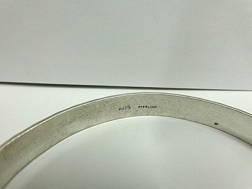 vintage sterling silver bracelet signed Moe's sz 8 in 1/2 in wide wgt 22 grams - Picture 7 of 7