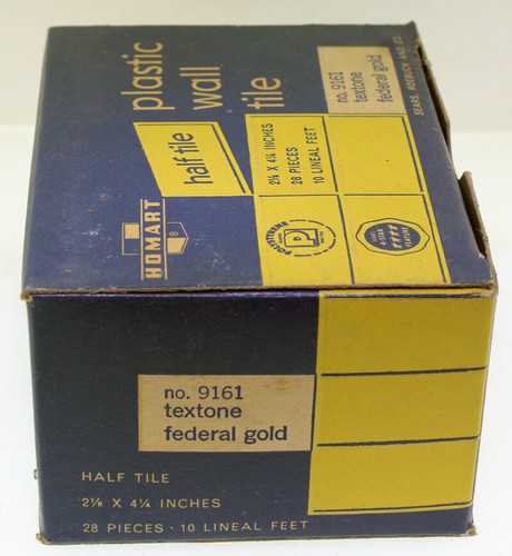 1950's Homart Plastic Half Wall Tiles 2-1/8 X 4-1/4 TEXTONE FEDERAL GOLD 9161 - Picture 4 of 5
