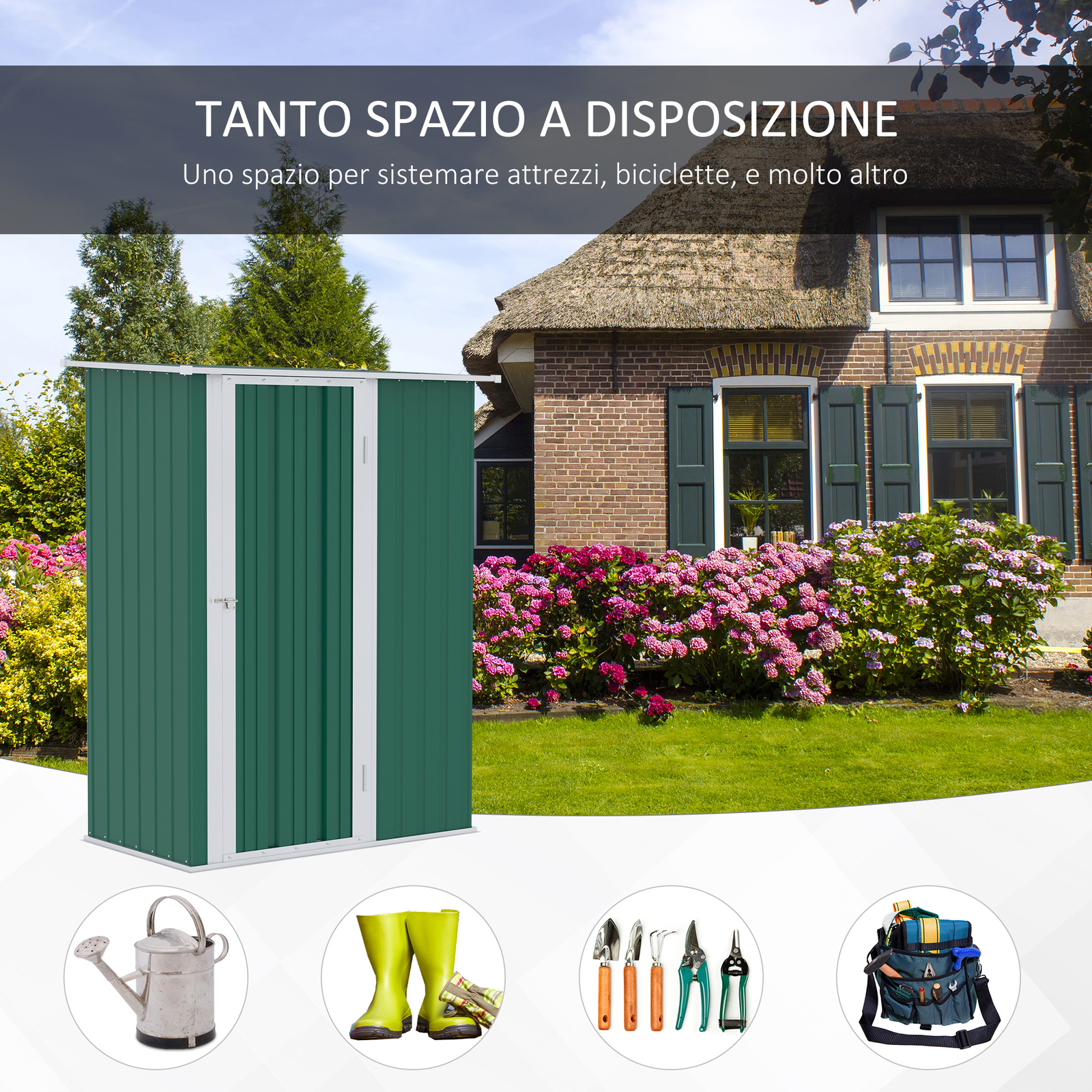 Outsunny Steel Garden Tool Hut Dark Green