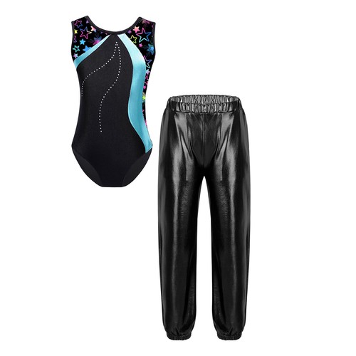 Children Girls Tracksuit Hip Hop Dance Set Printed Patchwork Dancewear Jazz - Picture 27 of 115