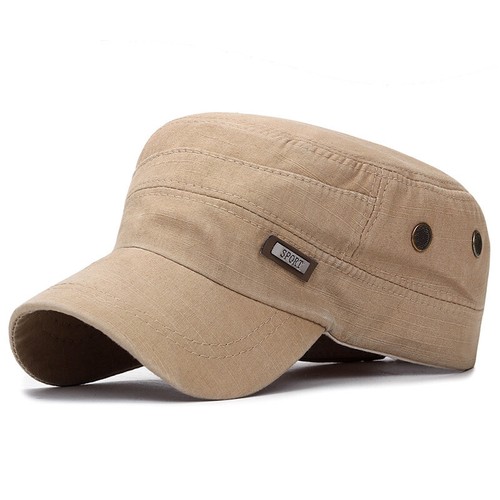 Men Washed Cotton Military Caps Cadet Army Hat Adjustable Flat Top Cap Stylish - Picture 11 of 16