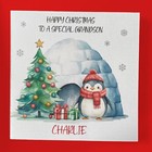 Penguin Christmas Card Personalised Daughter Son Grandson Granddaughter Children