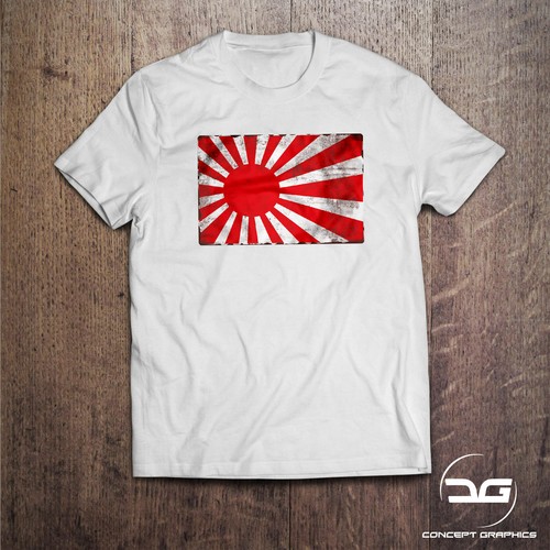 JDM Japanese Rising Sun Flag Vintage Men's White Novelty Car Gift T-Shirt Drift - Afbeelding 1 van 2