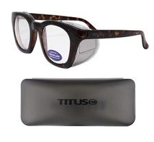 Titus G12 Tortoise Clear Lens Retro Safety Glasses w/ Side Shield Z87 ANSI DOT