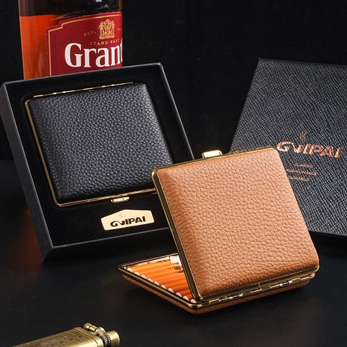 2pc Retro Leather Cigarette case Tobacco Card Holder Metal Case for Regular Size - Bild 1 von 13