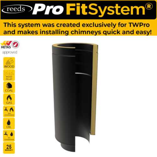 Stove Pipe Twin Wall Flue Kits For Stoves 5 Inch 25 Year Warranty Matt Black 125 - Picture 12 of 100
