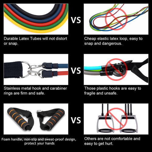 11PCS Set Resistance Bands Workout Exercise Crossfit Fitness Yoga Training Tubes - Picture 7 of 12
