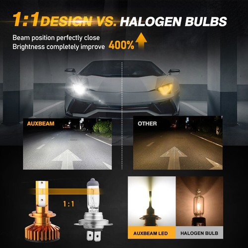 AUXBEAM H7 LED Headlight Bulbs Kit Replace Xenon 6500K White Canbus Error Free - Picture 2 of 12