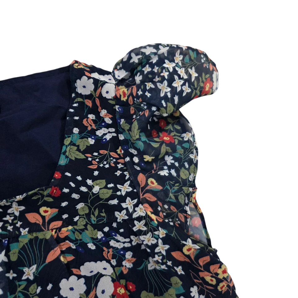 Blusa Top Mujer Allegra K Multicolor M Floral Cuello Cuadrado Volantes Verano Cómoda Foto 3 de 4