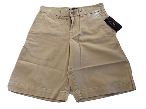 NWT Polo Ralph Lauren Boys Size 12 Cotton Chinos Shorts 4-Pocket Zip Fly in Sand - Picture 2 of 4