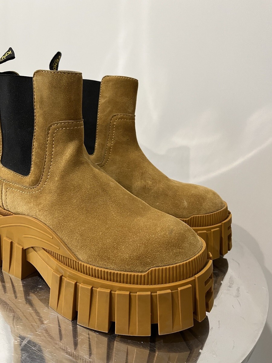 Fendi Chunky Chelsea Boots Zucca Men's Size 8 Brown Tab Fendi Chunky Chelsea Boots Zucca Men's Size 8 Brown Tab