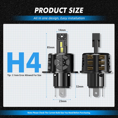 H4 LED Headlight Bulbs High Low Beam 100W Super Bright For Audi A4 B5 8D2 94-01 - Picture 8 of 10