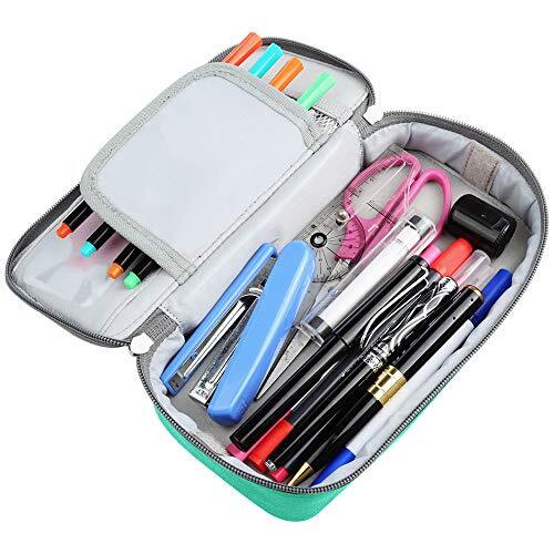 Big Capacity Pencil Pen Case Large Storage Bag Pouch Holder Box Desk Green - Picture 6 of 6