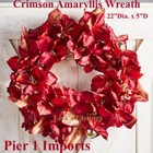 NWT PIER 1 IMPORTS CRIMSON AMARYLLIS with ORNAMENTS WREATH 22"Dia x 5"D LAST ONE