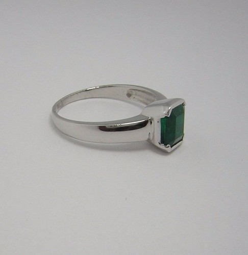 Colombian Emerald Ring 1.38 Cts Emerald Cut 18K Yellow Gold Size 7.75 US Fine M - Picture 8 of 12