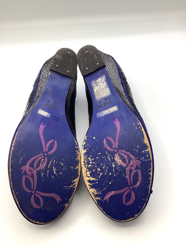 Poetic Licence Womens Black Blue Leather High Wedge Heel Court Shoes Size 6 Used - Picture 8 of 9