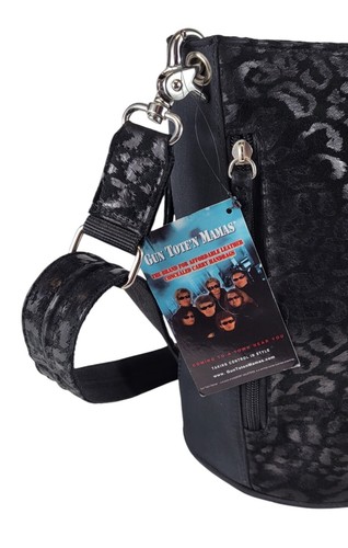 Gun Tote'n Mamas Black Leopard Embossed Leather Concealed Carry Bucket Purse NEW - Picture 13 of 24