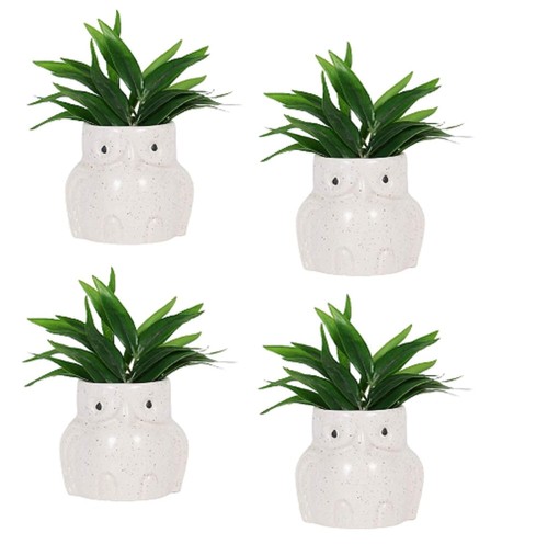 Handmade Ceramic Planters Table Top Indoor Planter Pot White Ceramic Pack of 4pc - Picture 3 of 6