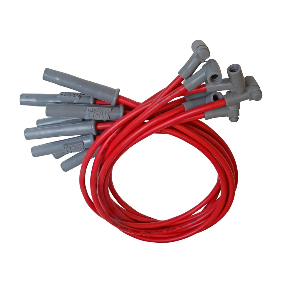 Juego de cables de bujía súper conductor MSD 8,5 mm rojo con tapa HEI para Jeep 304 360 V8 Foto 4 de 4