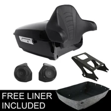 Black King Trunk Pad Speaker Mount Fit For Harley Touring Road King 14-25