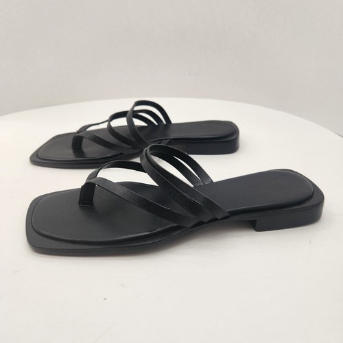 Schutz sandals women's 7B black leather Rania strappy flip-flops comfy new $130 - Picture 4 of 10