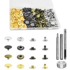 100 Sets Leather Snap Fasteners Kit, 10mm Snaps Button, Metal Snap Buttons Pr...
