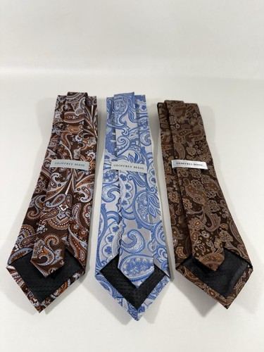 GEOFFREY BEENE Paisley Tie Neckties 3pc Lot 100% Silk L56” x W3-1/2” EUC