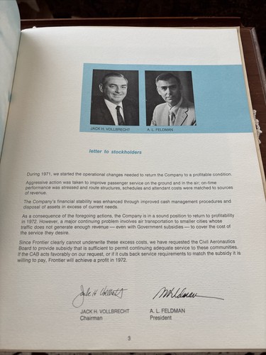 Frontier Airlines Jahresbericht 1971 + Sitzungsschreiben 1972 - Bild 2 von 4