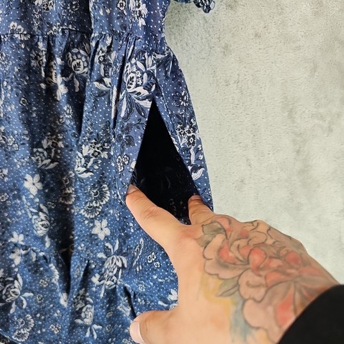 Torrid Minikleid Damen Größe 0X Blau Chambray Puffärmel Gesmokt 100 % Lyocell - Bild 7 von 9