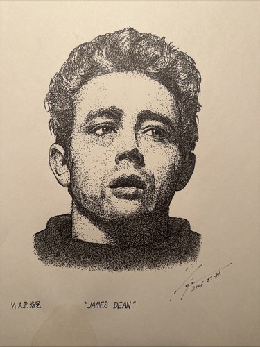 KOJI IKUTA “JAMES DEAN” Copperplate Color Mezzotint ART PRINT SIGNED - Picture 2 of 13