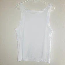 Nili Lotan Jennifer Ribbed Tank Women's XL White Cotton Essential Layering Easy