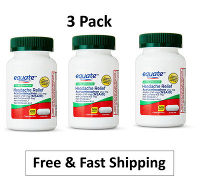 Equate Extra Strength Headache Relief Caplets, 250mg, 200 Count( 3 Pack)