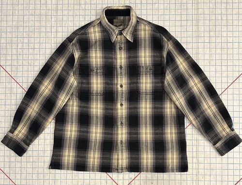 Vintage Shadow Plaid Flannel Shirt Size Large 90s Y2K Kurt Cobain Heavy Cotton
