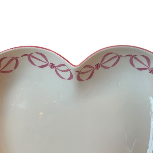 3pc Valentines Day Heart Shaped Ceramic Bowls with Pink Bow Border New - Picture 3 of 15