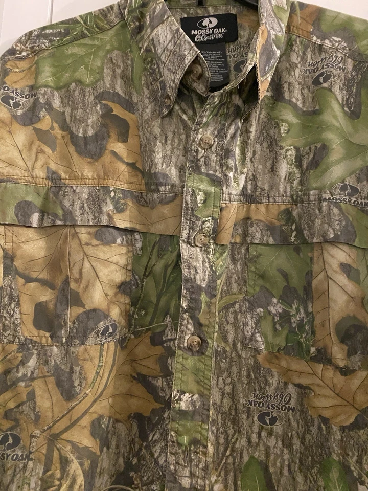 Men’s Camouflage Long Sleeves Green Mossy Oak Shirt XL - Image 2 of 4