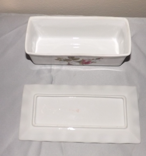 Porcelain Butter Dish Roses Vintage Japan 1950's Gold Trim Mint - Picture 5 of 5