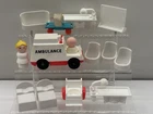 Vtg Fisher Price Little People Hospital Pieces, Ambulance w/ RARE Masked Nurse